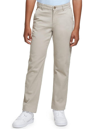IZOD Big Boys School Uniform Flat Front Twill Pants, Khaki, 16