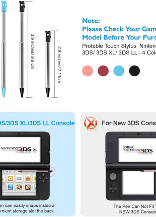 3DS Charger Kit Compatible with Nintendo 3DS/ New 3DS XL/DSi/DSi XL/2DS/ 2DS XL 100-240V Wall Plug Adapter with 4 Metal Retractable Stylus Pen for 3DS/3DS XL/3DS LL