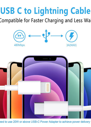 iPhone Charger 3Pack 6FT USB C to Lightning Cable [Apple MFi Certified]