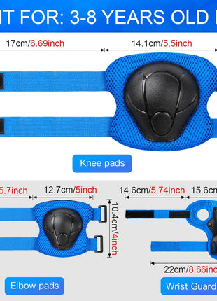 Wemfg Kids Protective Gear Set Knee Pads for Kids 3-14 Years Toddler Knee and Elbow Pads with Wrist Guards 3 in 1 for Skating Cycling Bike Rollerblading Scooter