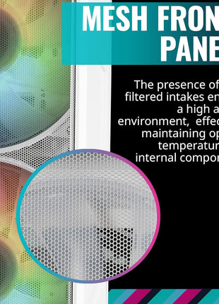 Cooler Master HAF 500 White High Airflow ATX Mid-Tower, Mesh Front Panel, Dual 200mm Customizable ARG Lighting Fans, Rotatable GPU Fan, USB 3.2 Gen 2 Type C and Tempered Glass (H500-WGNN-S00)