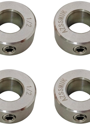 AZSSMUK 1/2 inch Bore Shaft Collars of Metal Stainless Steel w/Set Screw,4-Piece