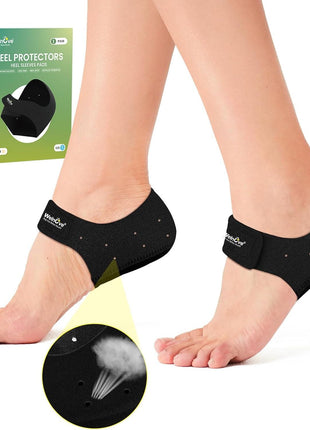 Welnove Gel Heel Protector Cups, Inserts Pads for Women Men, Plantar Fasciitis, Heels Spur Pain Relief, Achilles Tendonitis Dry Cracked Heel Support Cushion Black (W 4.5-9 / M 5-8)