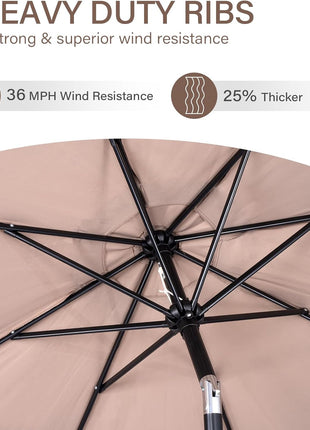 Backyard Expressions 9 ft. Patio Umbrella, Market Table Umbrella w/Tilt and Crank, 8 Ribs