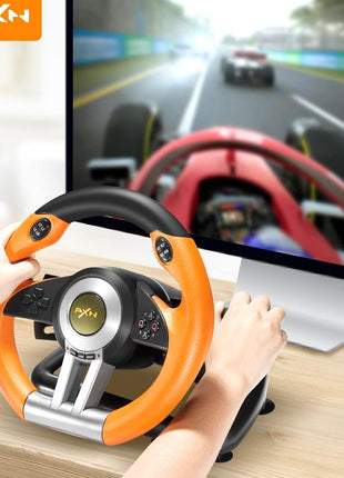PXN Racing Wheel - Gaming Steering Wheel for PC, V3II 180 Degree Driving Volante Universal Usb Car Racing with Pedal for PC, PS4, PS3,Xbox Series X|S, Xbox One and Switch