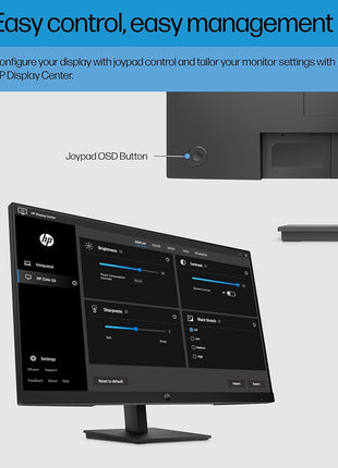 HP 27h Full HD Monitor - Diagonal - IPS Panel & 75Hz Refresh Rate - Smooth Screen - 3-Sided Micro-Edge Bezel - 100mm Height/Tilt Adjust - Built-in Dual Speakers - for Hybrid Workers