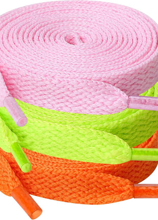 UpUGo 3 Pair Flat Shoe laces, 5/16 inch Wide Shoelaces for Athletic Running Sneakers Shoes Boot Strings