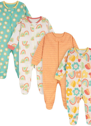 Onesies Brand Baby Girls 4-pack 'N Play Footies Multi And Toddler Sleepers, Rainbows, 0-3 Months US