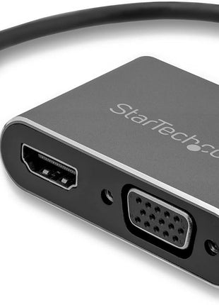 StarTech.com USB-C to VGA and HDMI Adapter - 2-in-1 - 4K 30Hz - Space Grey - Windows & Mac Compatible (CDP2HDVGA)
