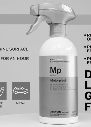 KOCHCHEMIE - Motorplast - Naturally Shiny, Water-Displacing Engine Conserver; Restore Appearance; Elastic Protective Film Protects Power Units from Corrosion & Environmental Factors (500 milliliters)
