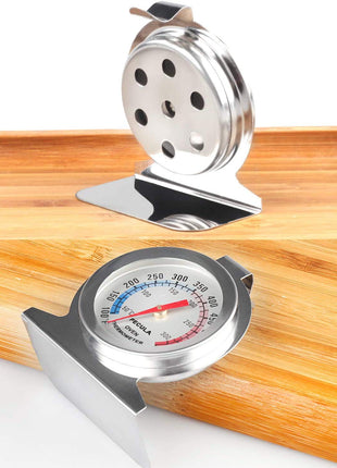 Stainless Steel Oven Thermometer 50-300°C/100-600°F, Analog Instant Read, Battery-Free Kitchen Cooking Thermometer, Hook & Stand Design Food Thermometer for Oven, Grill, Smoker, Fryer