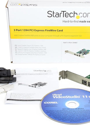 StarTech.com 3 Port 2b 1a 1394 PCI Express FireWire Card Adapter - 1394 FW PCIe FireWire 800 / 400 Card , TAA (PEX1394B3)