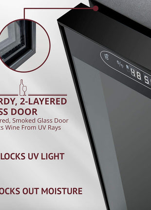 SCHMECKE 33 Bottle Dual Zone Wine Cooler Refrigerator w/Lock | Large Freestanding Wine Cellar | 41f-64f Digital Temperature Control Wine Fridge For Red, White, Champagne or Sparkling Wine - Black