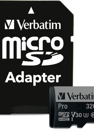 Verbatim 32GB Pro 600X microSDHC Memory Card with Adapter UHS-I V30 Class 10 Supports 4K Video Recording U3 Speed Rated Up to 90MB/s Read Speed