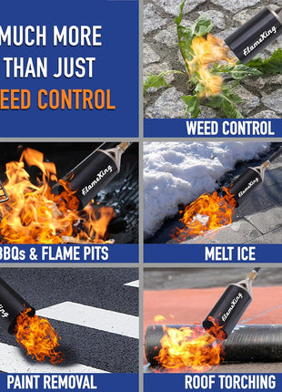 Flame King Propane Torch Kit Heavy Duty Weed Burner, 340,000 BTU with Piezo Igniter (Self Igniting), with 10-ft Hose for Weed Burning, Melting Ice and Snow, and Roofing