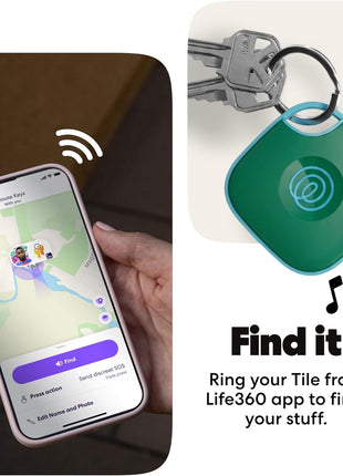 Life360 Tile - Bluetooth Tracker, Keys Finder and Item Locator for Keys, Bags and More. Phone Finder. Both iOS and Android Compatible. 1-Pack (Green Surf)