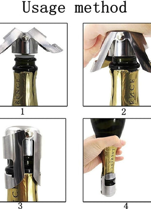 Champagne Sealer Stopper, BGMAx 3 Pack Stainless Steel Sparkling Wine Bottle Plug Sealer Set with a Longer Sealing Plug, Gifts Accessories for Champagne
