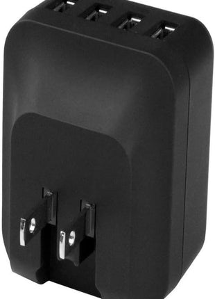 StarTech.com 4-Port Travel USB Wall Charger - 34W/6.8A International Travel Adapter - Portable USB Charging Station (USB4PACBK), Black