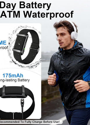 Smart Bracelet Fitness Trackers for Men Women, Smart Watch 24/7 Heart Rate Sleep Stress HRV Monitor, 170+ Sports Modes, 2 Bands, Free APP 01 (Black)