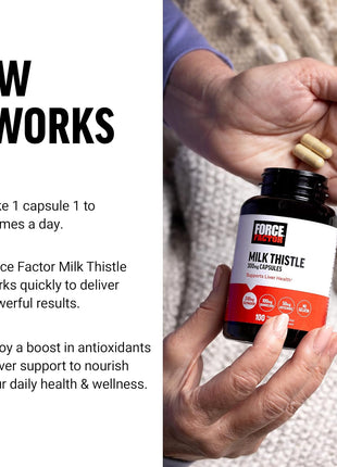 Force Factor Milk Thistle Liver Support Formula | with Dandelion Root & Artichoke, 300mg Silymarin Milk Thistle Supplement for Liver Health & Detox, 100 Vegetable Capsules