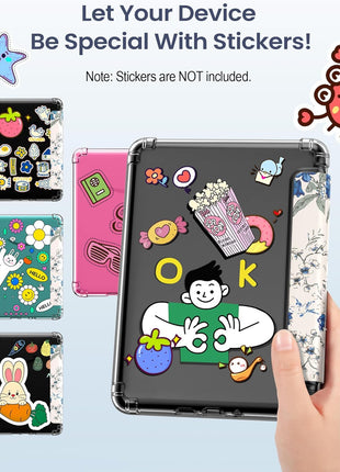 MoKo Case for All-new 7 inch Kindle Paperwhite 12th Gen 2024&Kindle Colorsoft Signature Edition 2024,Ultra Clear Soft Flexible Transparent TPU Back Cover Light Shell with Auto Wake/Sleep,White Blue Floral
