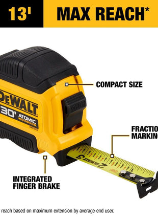 DEWALT Atomic Compact Series 30 ft. Tape Measure (DWHT38130S)