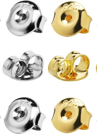 DELECOE 14K Gold Plated Earring Backs Replacements, 925 Sterling Silver Hypoallergenic Secure Gold Earring Backs Locking for Studs Earrings