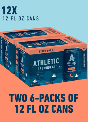 Athletic Brewing Company Craft Non Alcoholic Beer, Extra Dark Brew With Coffee & Chocolate Notes, Pair With Meat, Dried Fruit or Dessert, Vegan, All Out, 12 Pack, 12 FL Oz Cans