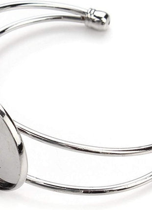 MIAO JIN 10 Pcs 25 mm Adjustable Round Cabochon Bezel Tray Blank Bangle for Crafting DIY Bracelets Making(Silver)