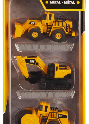 CAT Construction Toys CAT Construction Die Cast Metal 3 Pack Vehicles - Steam Roller/Excavator/Wheel Loader for Ages 3+