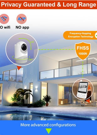 HelloBaby Monitor with 29Hour Battery Life and 4'' IPS Screen, No WiFi, Video Baby Camera Audio 1000ft Long Rang Auto Night Vision 2 Way Temperature VOX Mode for Pet Eldly White