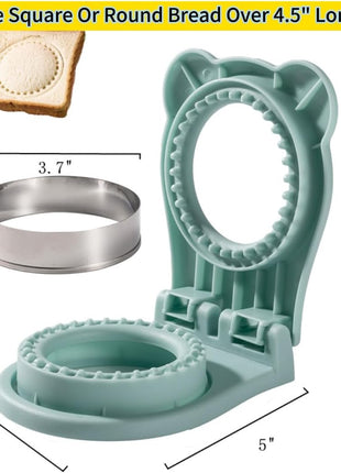 CHICHAUS Uncrustable Sandwich Maker, Sandwich Pocket Circle Shape Cutter & Sealer for Kids Breakfast and Lunchboxes, Light Blue, 3.7Inch