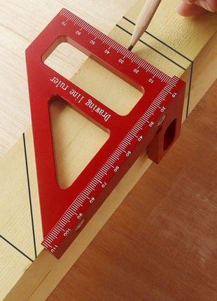 3D Multi-Angle Measuring Ruler,45/90 Degree Aluminum Alloy Woodworking Square Protractor,Drawing Line Ruler, Miter Triangle Ruler High Precision Layout Measuring Tool for Engineer Carpenter,R