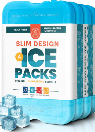 Healthy Packers Ice Packs for Lunch Boxes & Coolers - Freezer Packs - Original Cool Pack | Cooler Accessories for Beach, Camping & Fishing | Slim & Long-Lasting Reusable Ice Pack for Cooler