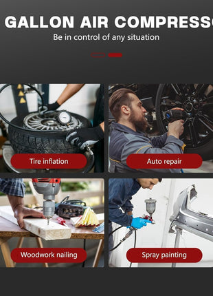 10 Gallon Ultra Quiet Air Compressor with Two Quick Couplers, 2HP 8.76 CFM@ 115PSI Pressure Oil-Free Air Compressor Tank, 70dB Quiet Compressor for Auto Repair, Tire Inflation 110V/60hz