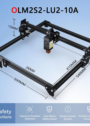 ORTUR Laser Master 2 S2 LU2-10A Laser Engraver Laser, 10000mW Engraving Cutting Machine, Class 4 High Accuracy Laser Cutter, DIY Laser Marking for Metal