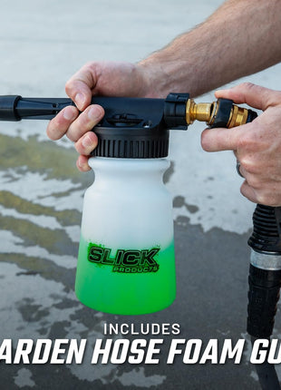Slick Products Off-Road Wash (64 oz.) + Garden Hose Foam Gun Bundle – Super Concentrated ATV, UTV, Dirt Bike, Truck & Jeep Wash Foam Shampoo for Heavy Dirt and Mud