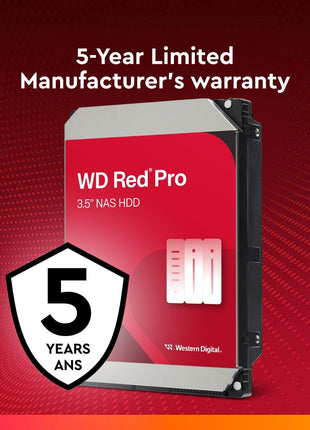 Western Digital 2TB WD Red Pro NAS Internal Hard Drive HDD - 7200 RPM, SATA 6 Gb/s, CMR, 64 MB Cache, 3.5 inch - WD2002FFSX