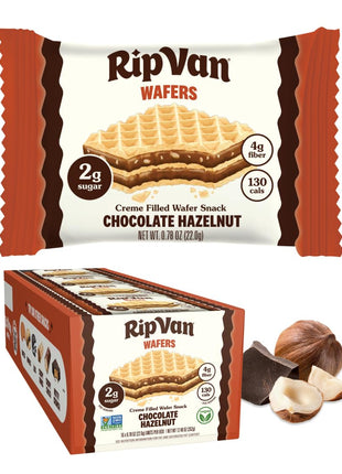 Rip Van Chocolate Hazelnut Wafer Cookies, Keto, Non-GMO, Healthy Snacks, Low Carb & Low Sugar (2g), Low Calorie, Vegan, 16 Count