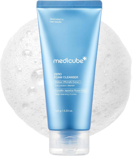 medicube Facial Cleanser Zero Foam Cleanser | Daily Gentle Cleansing Foam for Sensitive Skin | Excess Sebum Control, Hydration, Pore Minimization | Korean Skincare, 4.23 oz