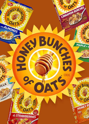 Honey Bunches of Oats with Almonds Breakfast Cereal, Honey Cereal with Granola Clusters and Sliced Almonds, Family Size, 18 OZ Box