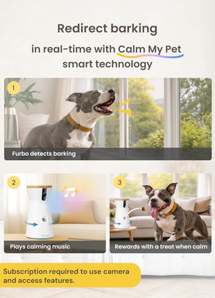 Furbo 360° Dog Camera [Subscription Required] Unlock w/Paid Plan: Home Security & Dog Safety Alerts, Rotating Pet Treat Toss, 2-Way Speaker (Low Risk, 3mo Min. Cancel Anytime)