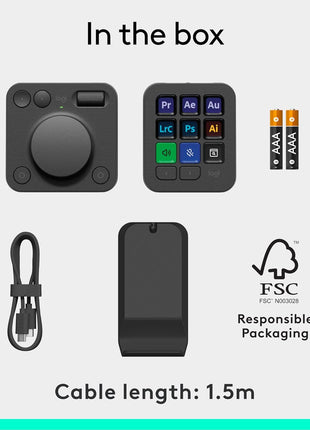 Logitech MX Creative Console, 9 Customizable LCD Keys, Stream Deck Accessories,Connectivity Technology USB-C, Control Dial for Graphic Design, Zoom, Spotify - Graphite, 3-Month Adobe Cloud Membership