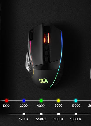 Redragon M991 Wireless Gaming Mouse, 26000 DPI 3-Mode Gamer Mice w/Rapid Fire Key, 9 Macro Buttons, Powerful Capacity and RGB Backlight for PC/Mac/Laptop, Black
