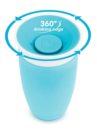 Munchkin Sippy Cups for Toddlers 1-3, Spill Proof Miracle 360 Cup, 10 Ounce, 2 Pack, Green/Blue