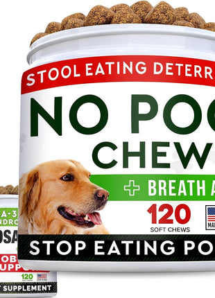 No Poo Treats + Glucosamine Treats Bundle - No Poop Eating for Dogs + Hip & Joint Care - Probiotics & Enzymes + Omega-3 Oil + Chondroitin, MSM - Coprophagia Stool Eating Deterrent + Joint Pain Relief