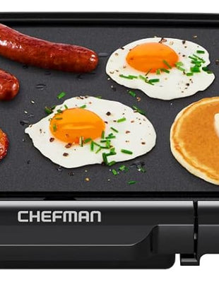 Chefman XL Electric Griddle with Removable Temperature Control, Immersible Flat Top Grill, Burger, Eggs, Pancake Griddle, Nonstick Extra Large Cooking Surface, Slide Out Drip Tray, 10 x 20 Inch