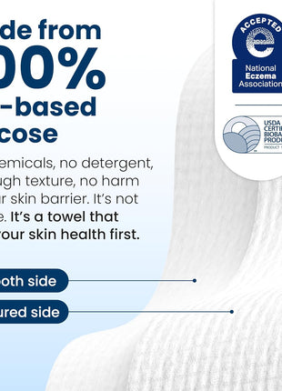 Clean Skin Club Clean Towels XLｮ, 100% USDA Biobased Face Towel, Disposable Face Towelette, Eczema Association Accepted, Makeup Remover Dry Wipes, Ultra Soft, 1 Pack, 50 Ct