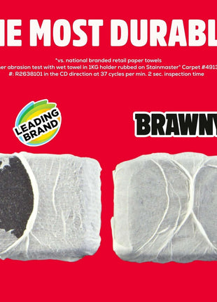 Brawny Tear A Square 3 Ply Paper Towels, 6 Double Rolls = 12 Regular Rolls, Strong, Absorbent, and Durable with 3 Sheet Sizes (Quarter, Half, Full)