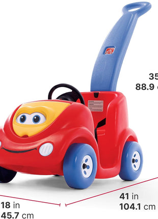 Step2 Push Around Buggy Kids Push Car, Ride On Car with Seat Belt and Horn, Toddlers Ages 18 Months - 3 Years Old, Max Weight 50 lbs., Easy Storage, Ideal Stroller Substitute, Red